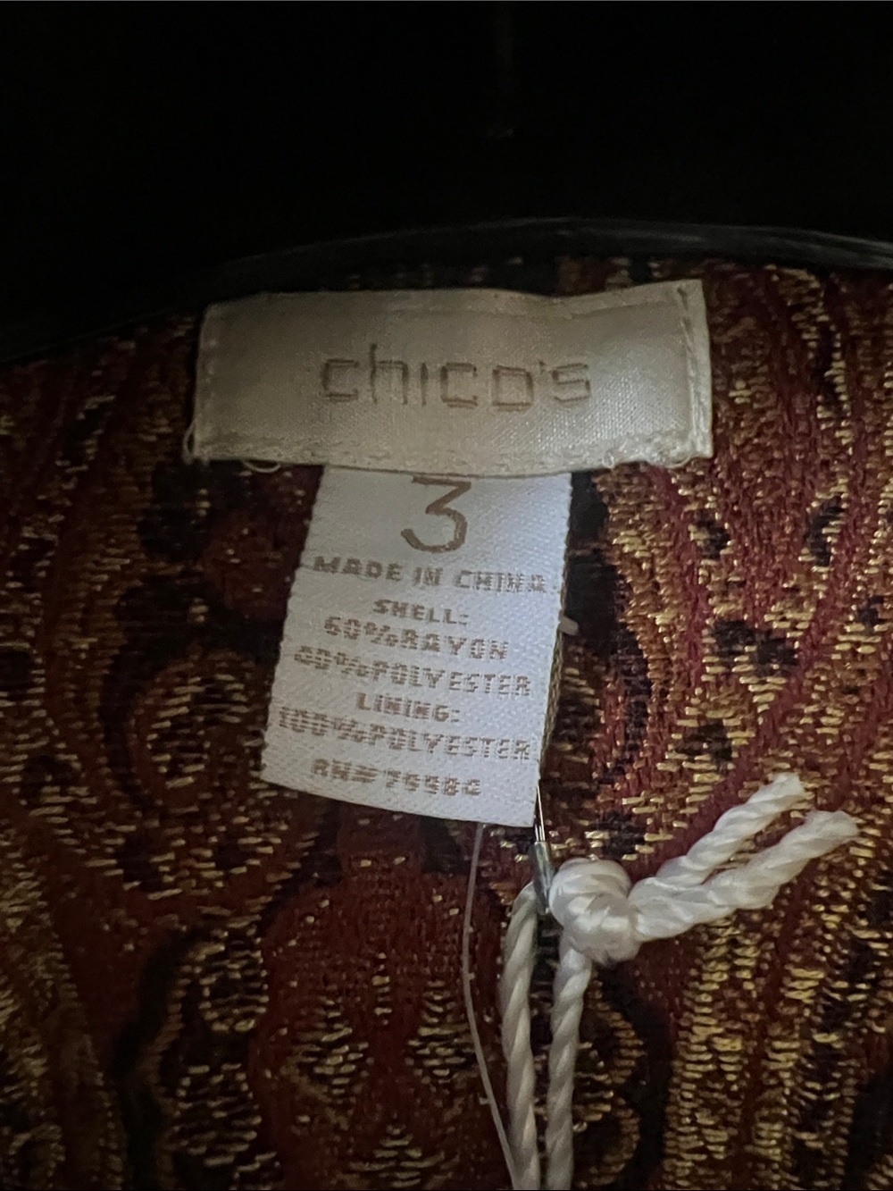 Chico's Red & Brown Paisley Coat with Faux-Fur Trim - Picture 4 of 5